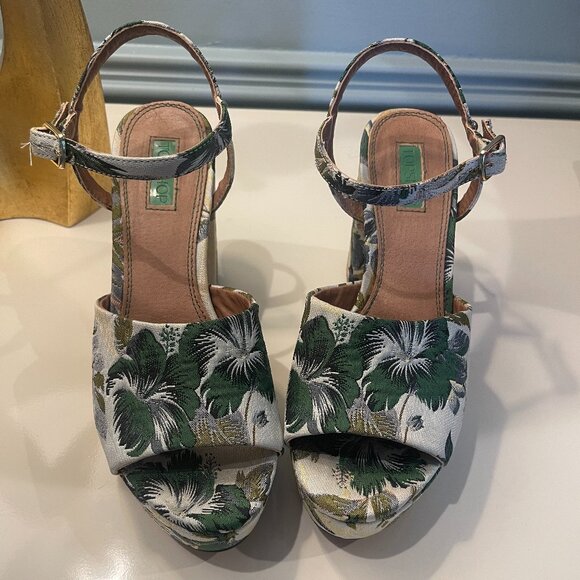 Topshop Floral Lava Ankle Strap Wedge 7.5 - Picture 2 of 6